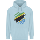 Torn Tanzania Flag Tanzanian Day Football Mens 80% Cotton Hoodie Light Blue