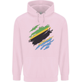 Torn Tanzania Flag Tanzanian Day Football Mens 80% Cotton Hoodie Light Pink