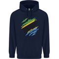 Torn Tanzania Flag Tanzanian Day Football Mens 80% Cotton Hoodie Navy Blue