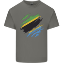 Torn Tanzania Flag Tanzanian Day Football Mens Cotton T-Shirt Tee Top Charcoal