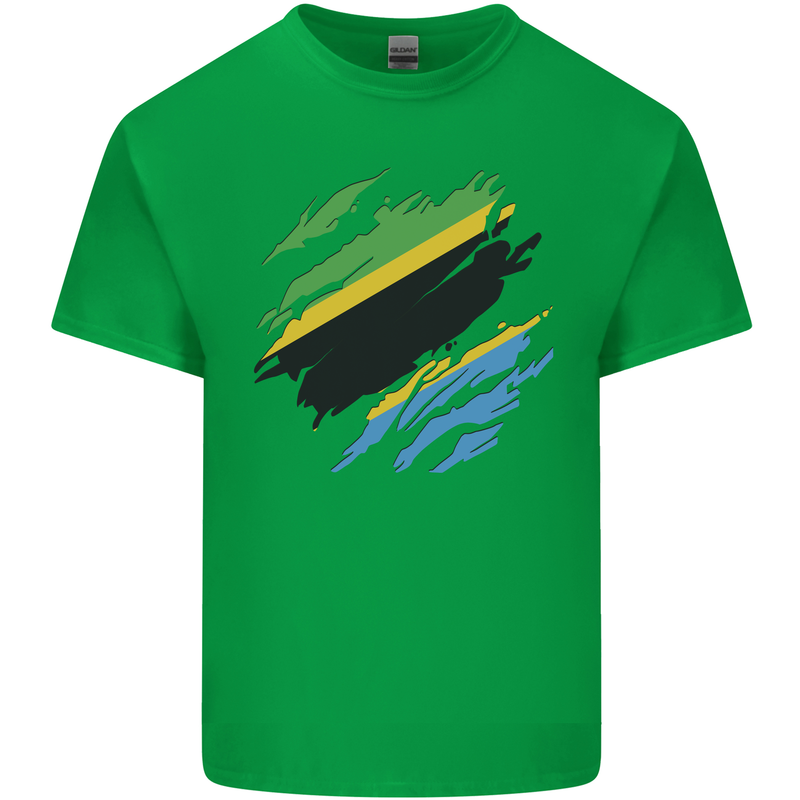 Torn Tanzania Flag Tanzanian Day Football Mens Cotton T-Shirt Tee Top Irish Green