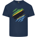 Torn Tanzania Flag Tanzanian Day Football Mens Cotton T-Shirt Tee Top Navy Blue