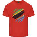Torn Tanzania Flag Tanzanian Day Football Mens Cotton T-Shirt Tee Top Red