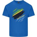 Torn Tanzania Flag Tanzanian Day Football Mens Cotton T-Shirt Tee Top Royal Blue
