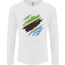 Torn Tanzania Flag Tanzanian Day Football Mens Long Sleeve T-Shirt White