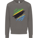 Torn Tanzania Flag Tanzanian Day Football Mens Sweatshirt Jumper Charcoal