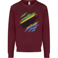 Torn Tanzania Flag Tanzanian Day Football Mens Sweatshirt Jumper Maroon