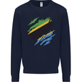 Torn Tanzania Flag Tanzanian Day Football Mens Sweatshirt Jumper Navy Blue