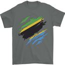 Torn Tanzania Flag Tanzanian Day Football Mens T-Shirt 100% Cotton Charcoal