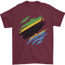 Torn Tanzania Flag Tanzanian Day Football Mens T-Shirt 100% Cotton Maroon