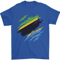 Torn Tanzania Flag Tanzanian Day Football Mens T-Shirt 100% Cotton Royal Blue