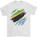 Torn Tanzania Flag Tanzanian Day Football Mens T-Shirt 100% Cotton White