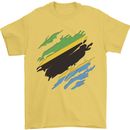 Torn Tanzania Flag Tanzanian Day Football Mens T-Shirt 100% Cotton Yellow
