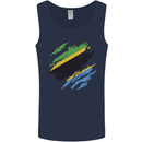 Torn Tanzania Flag Tanzanian Day Football Mens Vest Tank Top Navy Blue