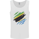 Torn Tanzania Flag Tanzanian Day Football Mens Vest Tank Top White