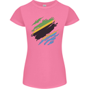 Torn Tanzania Flag Tanzanian Day Football Womens Petite Cut T-Shirt Azalea