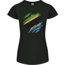 Torn Tanzania Flag Tanzanian Day Football Womens Petite Cut T-Shirt Black