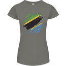 Torn Tanzania Flag Tanzanian Day Football Womens Petite Cut T-Shirt Charcoal