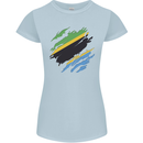 Torn Tanzania Flag Tanzanian Day Football Womens Petite Cut T-Shirt Light Blue