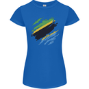 Torn Tanzania Flag Tanzanian Day Football Womens Petite Cut T-Shirt Royal Blue