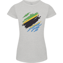 Torn Tanzania Flag Tanzanian Day Football Womens Petite Cut T-Shirt Sports Grey