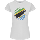 Torn Tanzania Flag Tanzanian Day Football Womens Petite Cut T-Shirt White