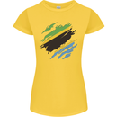 Torn Tanzania Flag Tanzanian Day Football Womens Petite Cut T-Shirt Yellow