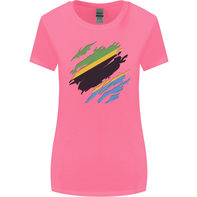 Torn Tanzania Flag Tanzanian Day Football Womens Wider Cut T-Shirt Azalea