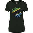 Torn Tanzania Flag Tanzanian Day Football Womens Wider Cut T-Shirt Black