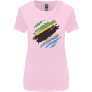 Torn Tanzania Flag Tanzanian Day Football Womens Wider Cut T-Shirt Light Pink