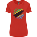 Torn Tanzania Flag Tanzanian Day Football Womens Wider Cut T-Shirt Red
