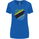Torn Tanzania Flag Tanzanian Day Football Womens Wider Cut T-Shirt Royal Blue