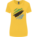 Torn Tanzania Flag Tanzanian Day Football Womens Wider Cut T-Shirt Yellow