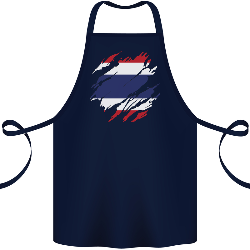 Torn Thailand Flag Thai Day Football Cotton Apron 100% Organic Navy Blue