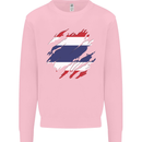 Torn Thailand Flag Thai Day Football Kids Sweatshirt Jumper Light Pink
