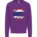 Torn Thailand Flag Thai Day Football Kids Sweatshirt Jumper Purple