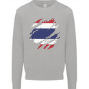 Torn Thailand Flag Thai Day Football Kids Sweatshirt Jumper Sports Grey