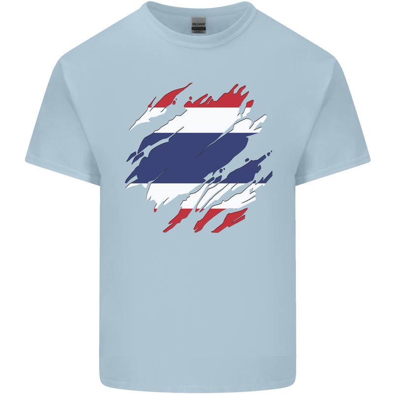 Torn Thailand Flag Thai Day Football Kids T-Shirt Childrens Light Blue