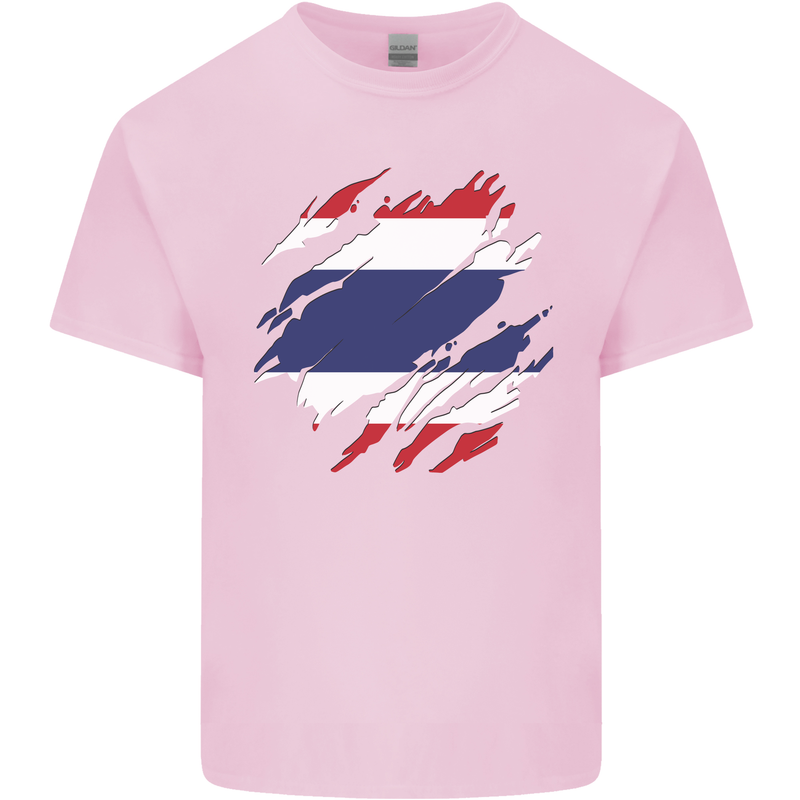 Torn Thailand Flag Thai Day Football Kids T-Shirt Childrens Light Pink