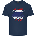Torn Thailand Flag Thai Day Football Kids T-Shirt Childrens Navy Blue