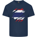 Torn Thailand Flag Thai Day Football Kids T-Shirt Childrens Navy Blue