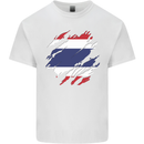 Torn Thailand Flag Thai Day Football Kids T-Shirt Childrens White