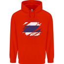 Torn Thailand Flag Thai Day Football Mens 80% Cotton Hoodie Bright Red