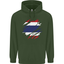 Torn Thailand Flag Thai Day Football Mens 80% Cotton Hoodie Forest Green