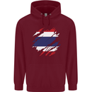Torn Thailand Flag Thai Day Football Mens 80% Cotton Hoodie Maroon