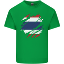 Torn Thailand Flag Thai Day Football Mens Cotton T-Shirt Tee Top Irish Green