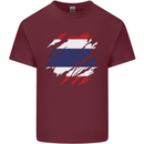 Torn Thailand Flag Thai Day Football Mens Cotton T-Shirt Tee Top Maroon