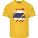 Torn Thailand Flag Thai Day Football Mens Cotton T-Shirt Tee Top Yellow
