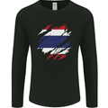 Torn Thailand Flag Thai Day Football Mens Long Sleeve T-Shirt Black