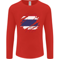 Torn Thailand Flag Thai Day Football Mens Long Sleeve T-Shirt Red
